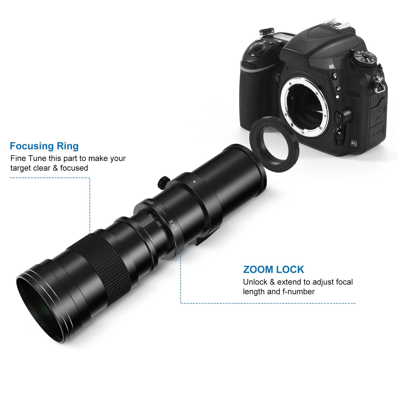 Amazon.co.jp: LIGHTDOW 420-800mm F/8.3MM 手動望遠ズームレンズRF